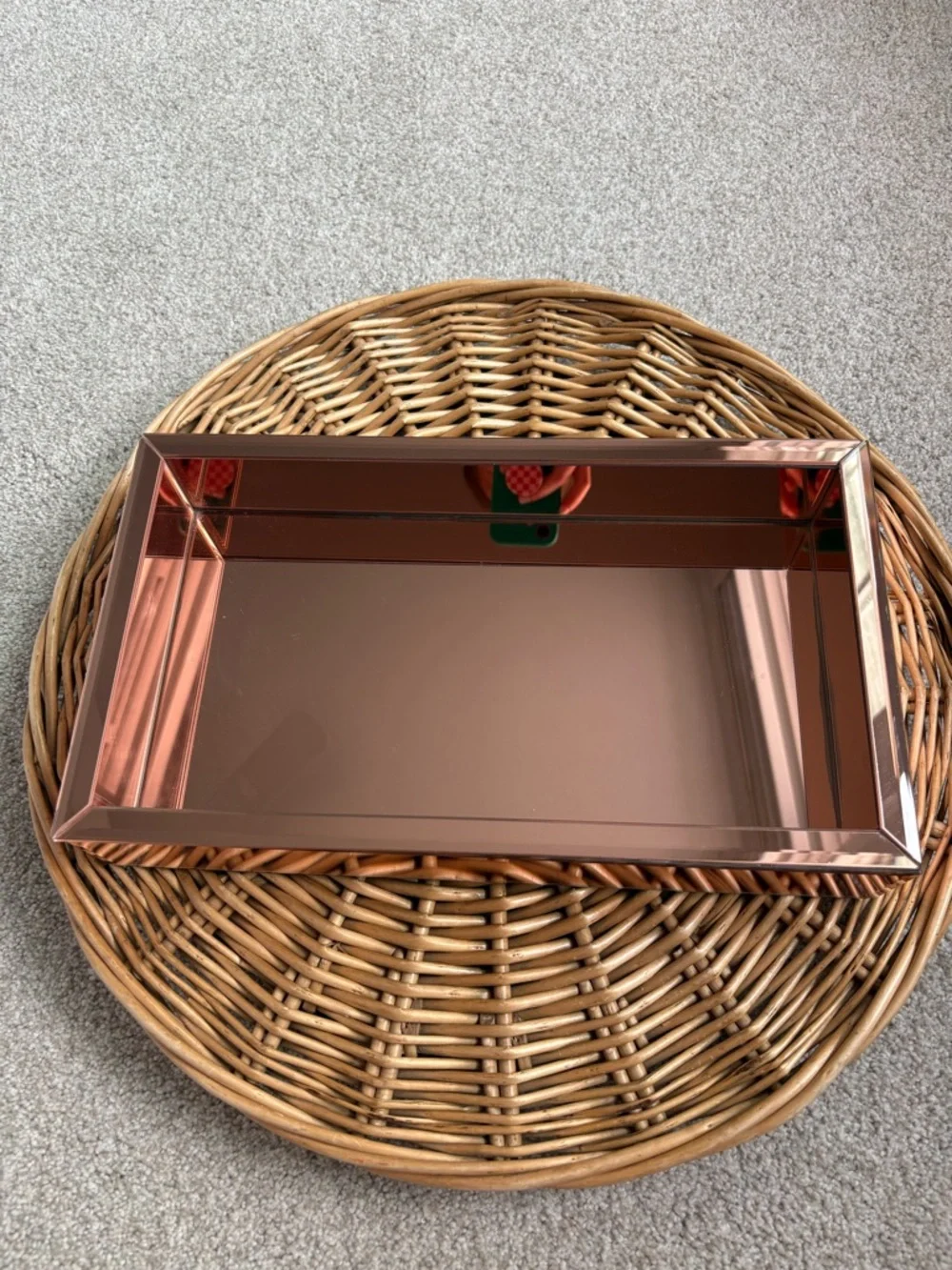 Target Copper Colored Mirrored Felt Lined Heavy Household Tray